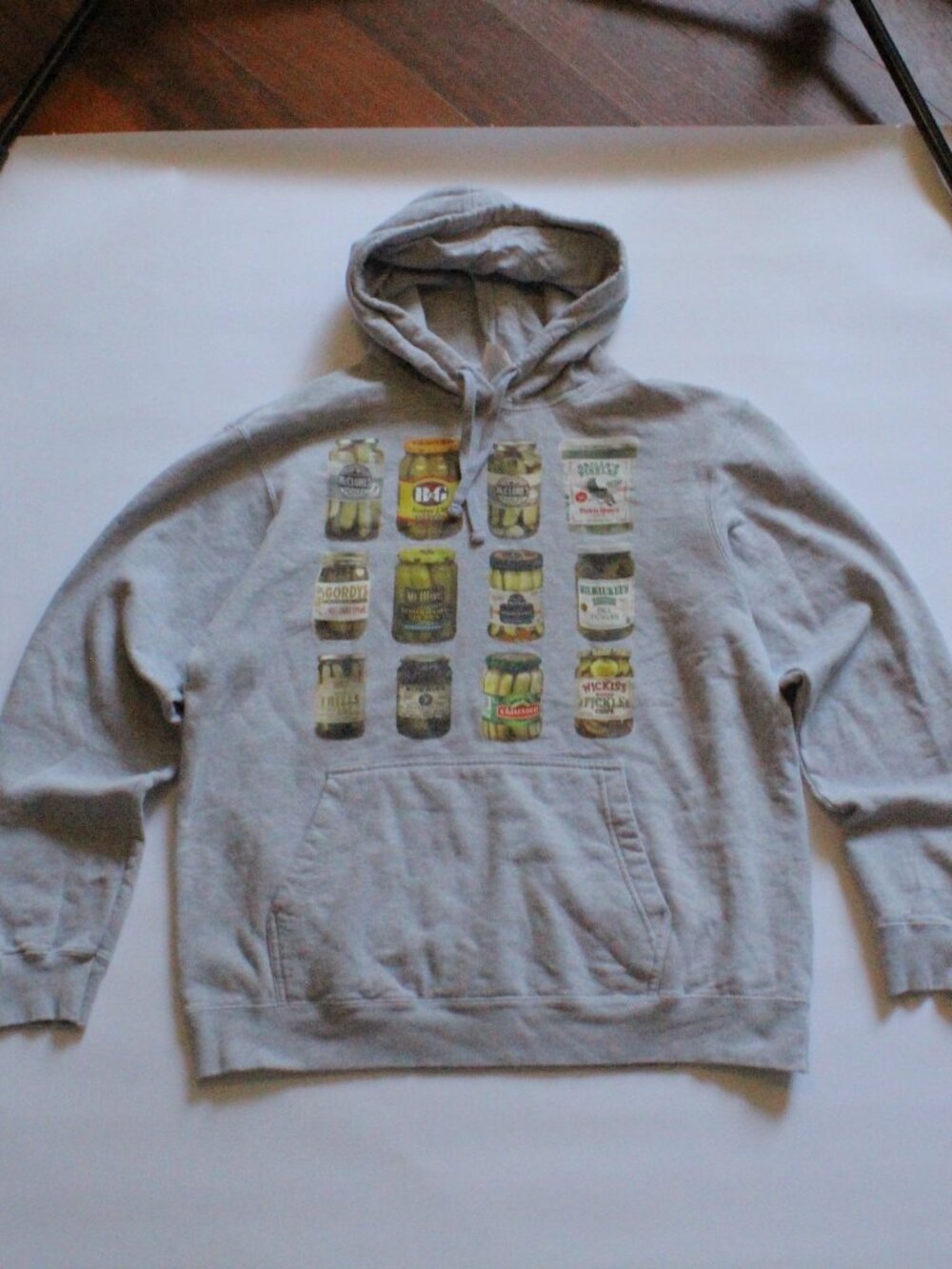 New Canned Pickle Hoodie Crewneck Pickle Sweater Grey Graphic Ring Spun